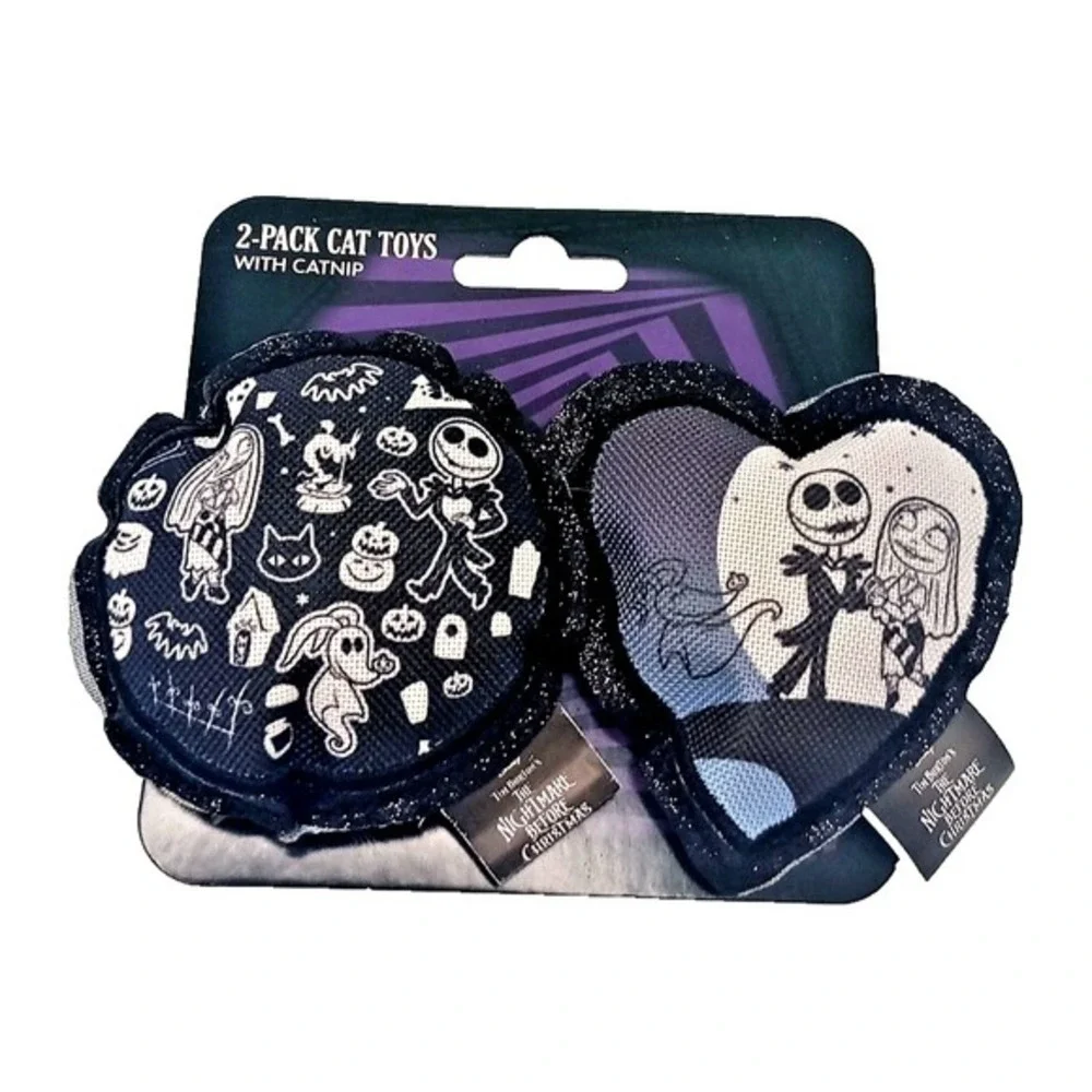 Disney Halloween Nightmare Before Christmas Jack Sally Catnip Cat Kitten Toy 2pk